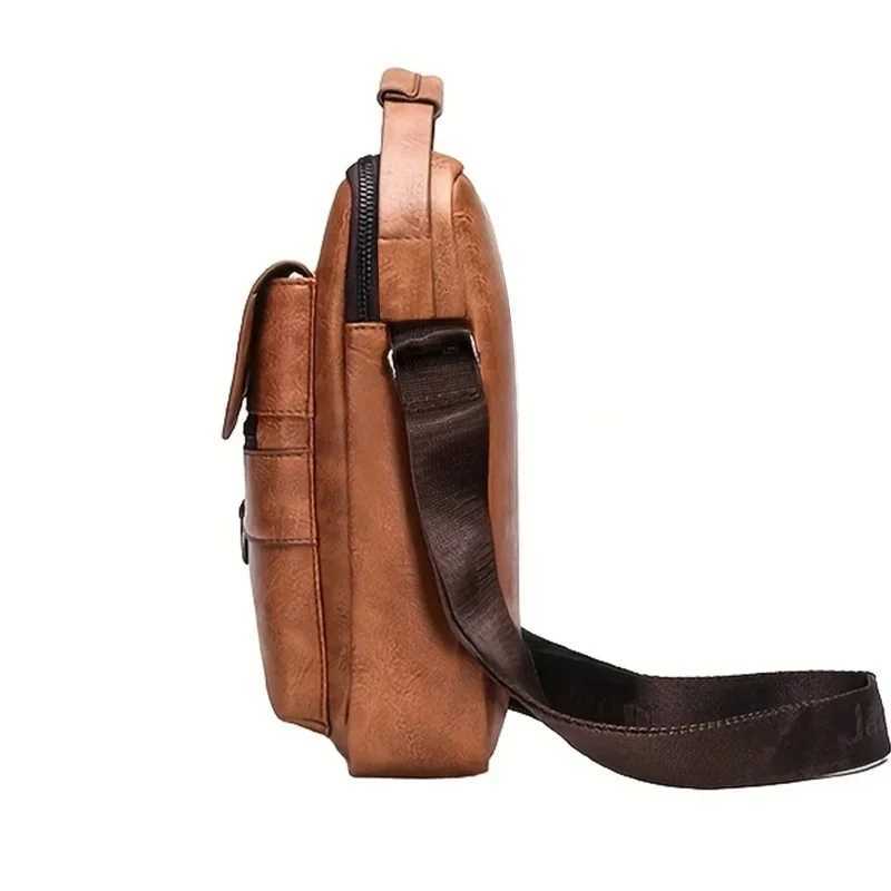 Shoulder Bag Mens Casual Crossbody Briefcase Backpack Business Vertical Leather Business Flap Solid Color Messenger BagT251121