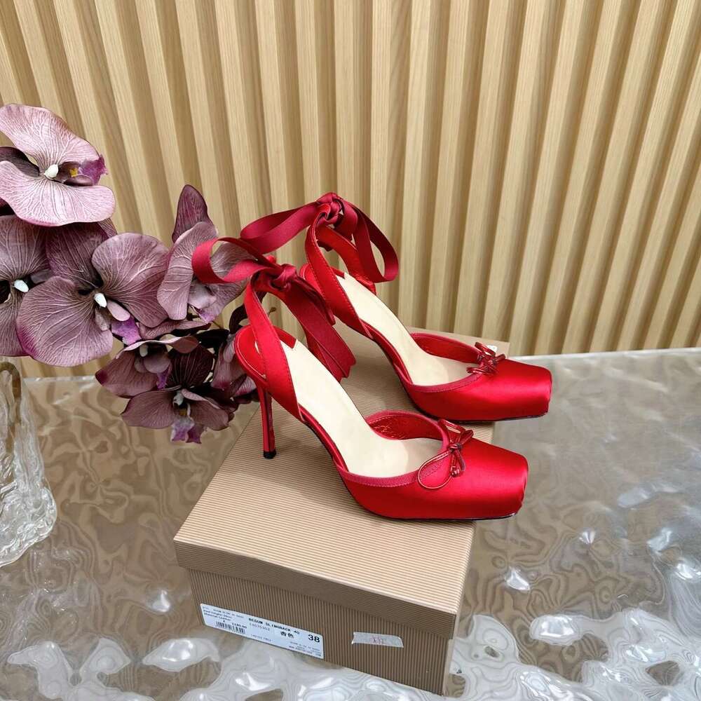 Women Size35-42 Silk Genuine Leather Pumps Super High Heels Butterfly Knot Ankle Strap Designer Shoes atillas De Mujer