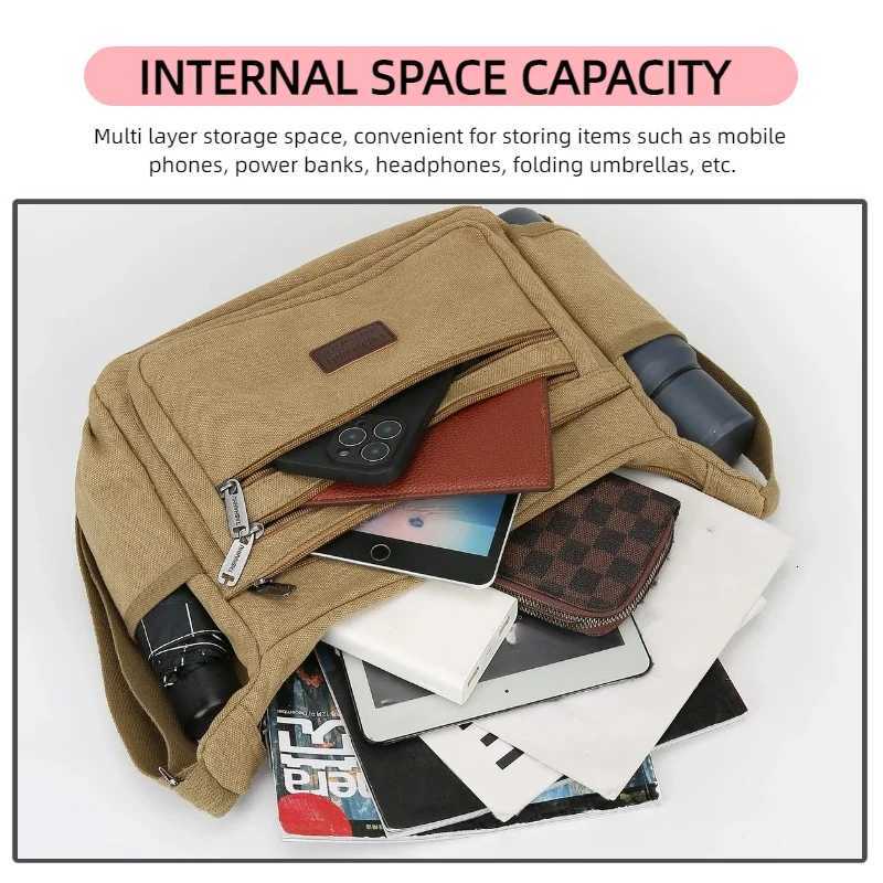 Mens Casual Crossbody Bag Large Capacity Multi Compartment Shoulder Bag Suitable for Daily Outings Travel Commuting EtcT251121