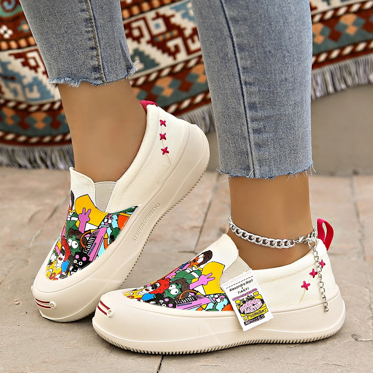Women Flat Sneakers Casual Fashionable Canvas Shoes Style One Step Walking Summer Zapatos De Mujer 251121
