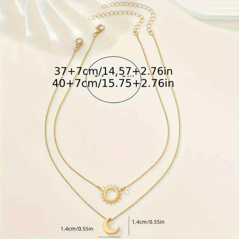 Elegant Bohemian Style 18K Golden Plated Sun Moon Pendant Necklace for Women Double Choker Neck Party Jewelry GiftsXJ251121