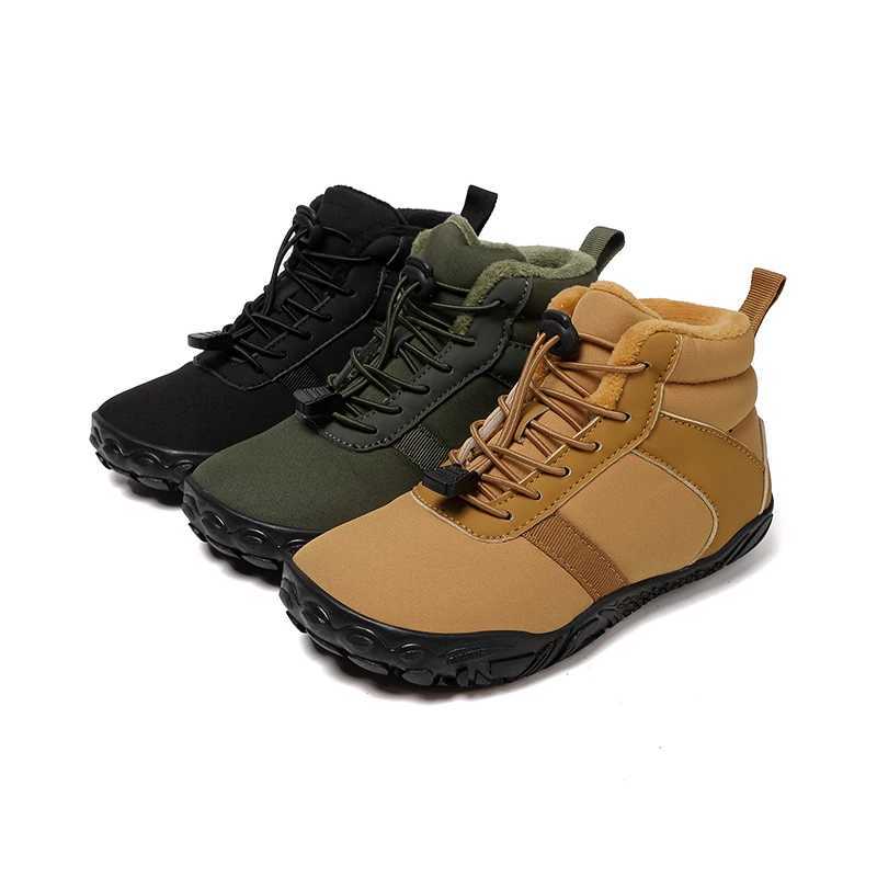 Waterproof Kids Barefoot Snow Boots 2025 New Wide Toe Winter Warm Fur Lined Shoes for Boys Girls Cold Weather Outdoor SneakersW251121