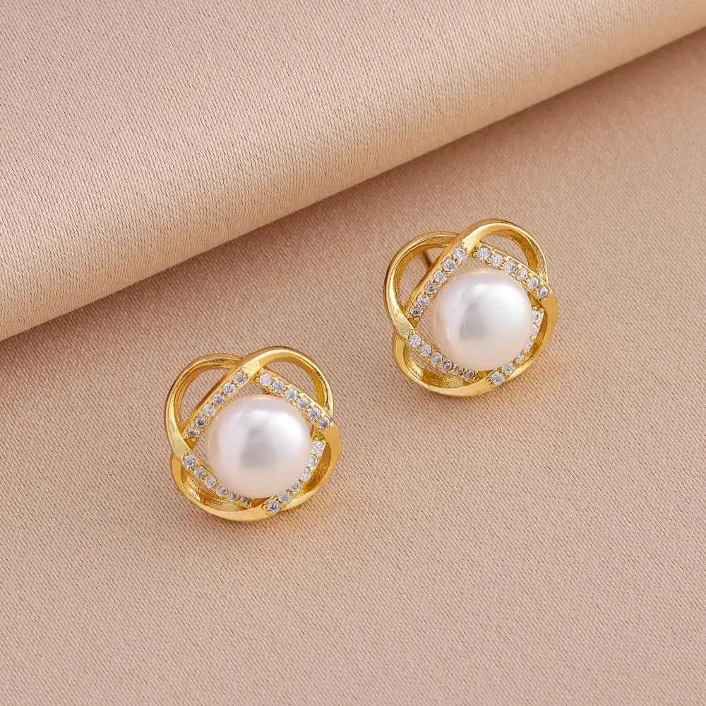 New Vintage Pearl Pendant Necklaces Earrings For Women Female Daily Wear Stainless Steel Jewelry Set Girls Party Gift WholesaleXJ251121