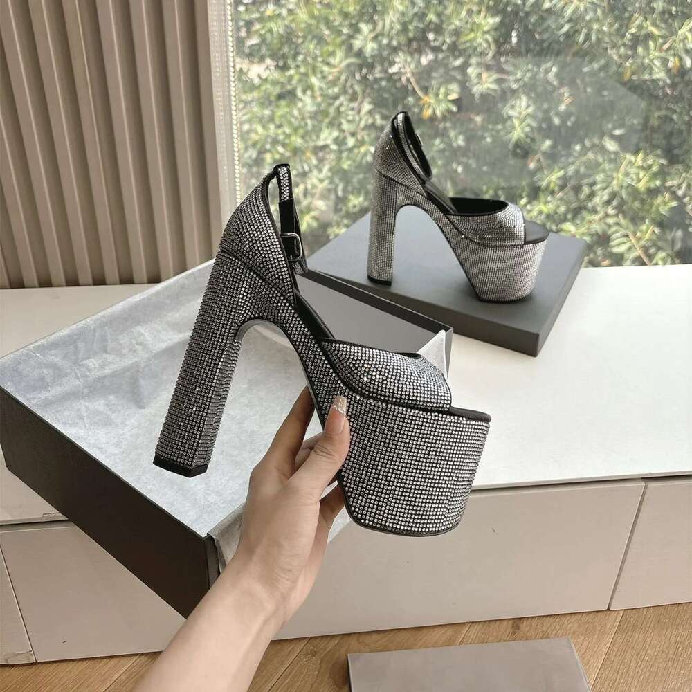 Women Size34-42 Genuine Leather Crystal Sandals Super High Heels Flat Platform Pumps Designer Shoes atillas De Mujer