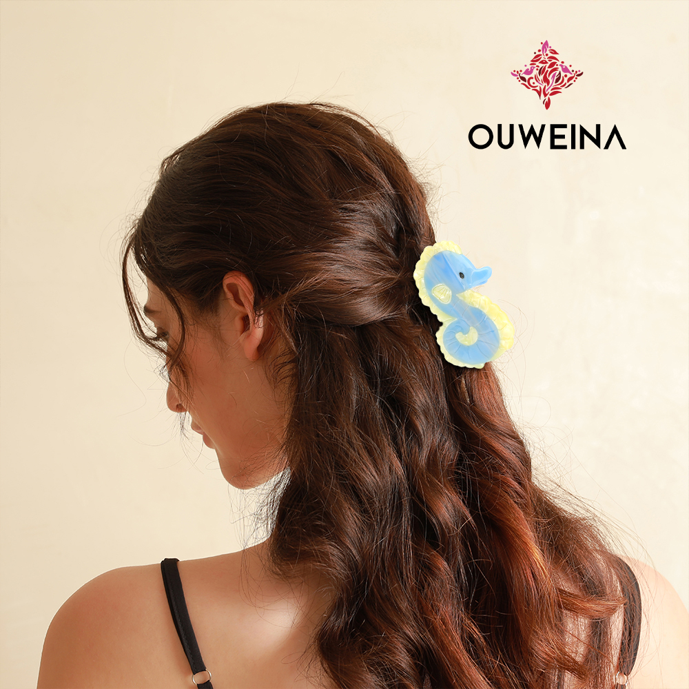 Personalized niche acetate grab clip original design style seahorse DW00360 cute animal hair accessories high ponytail clip