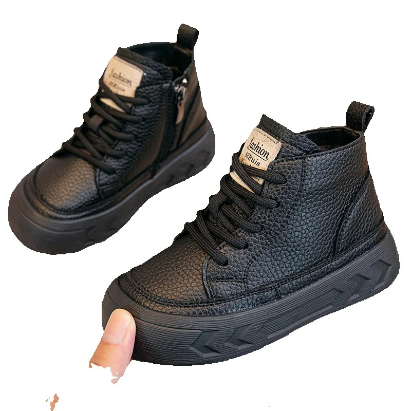 New designer shoes Boys Genuine Leather Martin Boots Winter New Children s Fleece Lined Warm Cotton Shoes Girls Top Layer Cowhide Short Boots