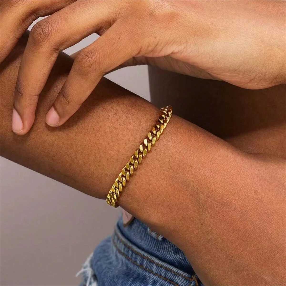 2024 New Vintage 18K Gold Plated Stainless Steel Chain Bracelet for Women Men Couple Fashion Jewelry GiftW251121