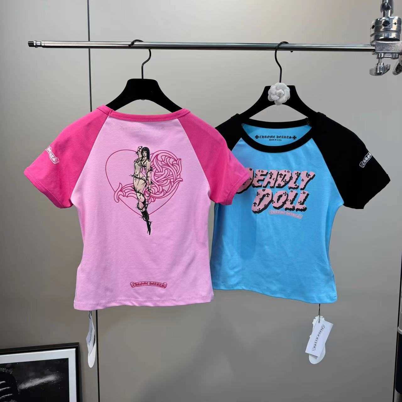 Yuzu MM 2025 Spring/Summer New Round Neck Color blocked Letter Printed Tight and Slim Look Spicy Girl Style Short Sleeve T-shirt z250421
