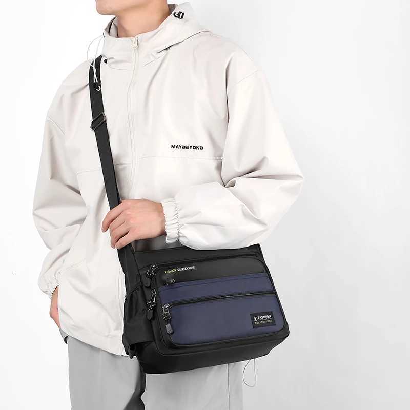 Minimalist Mens Shoulder Bag Large Capacity Durable Mens Crossbody Bag Waterproof Nylon Multi-Compartment Casual Mens BagT251121