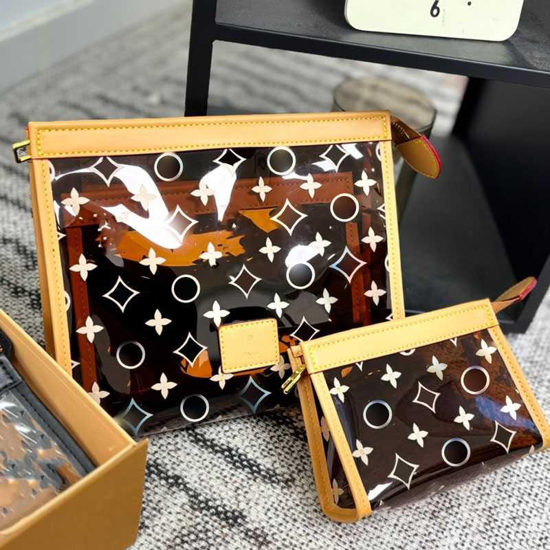 Transparent Cosmetic Cases Women Leather Luxurys Designers Bags Totes Handbag Wallets Messenger Purse Card Holder pouch Travel outdoors Messenger Bag 25cm