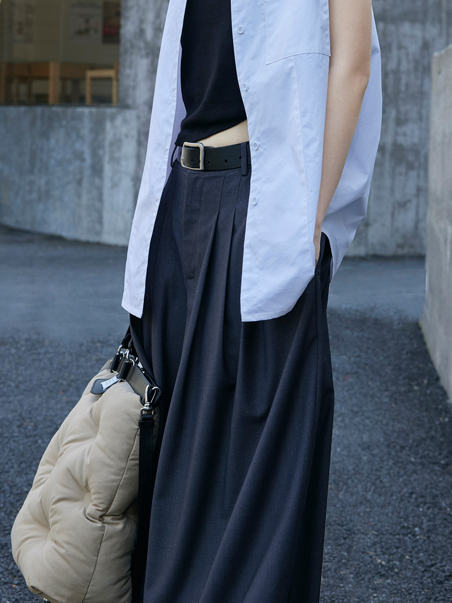 Grey Wide Leg Pants For Women In Summer, Thin Design, High Waist, Hanging Feeling, Loose Casual Cool Skirt Cropped Pants, Trendy