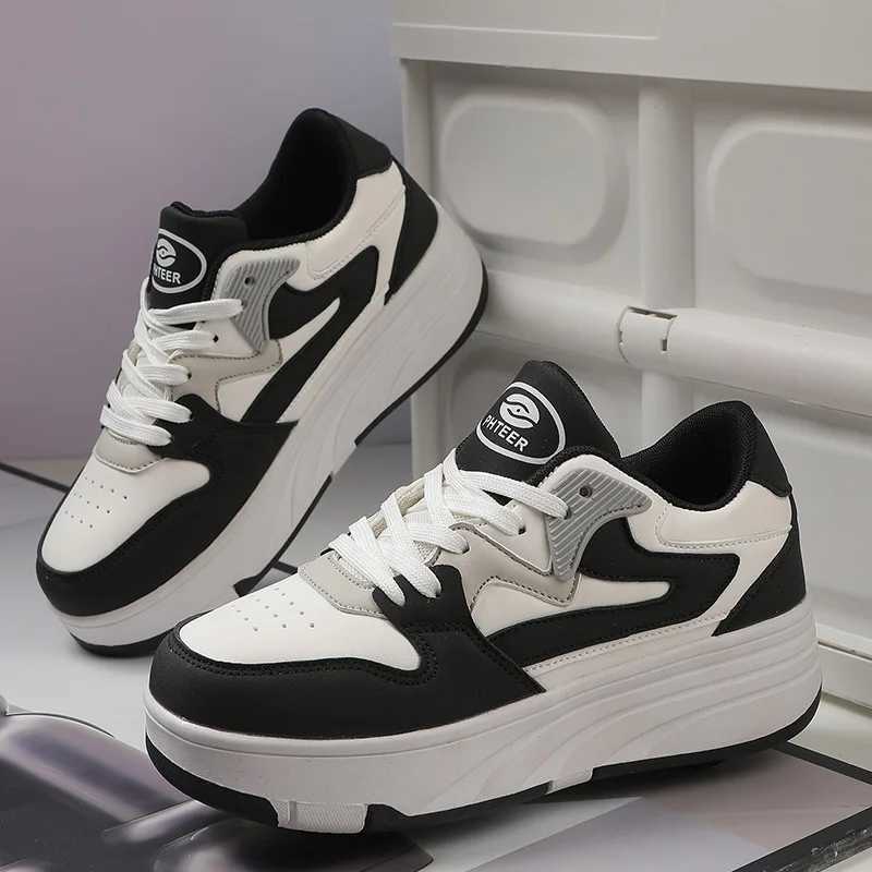 Children Roller Skates Student Detachable Four-wheel Fashion Lace-up Dual-use Board Shoes Outdoor Sliding Ice Skates for KidsW251121