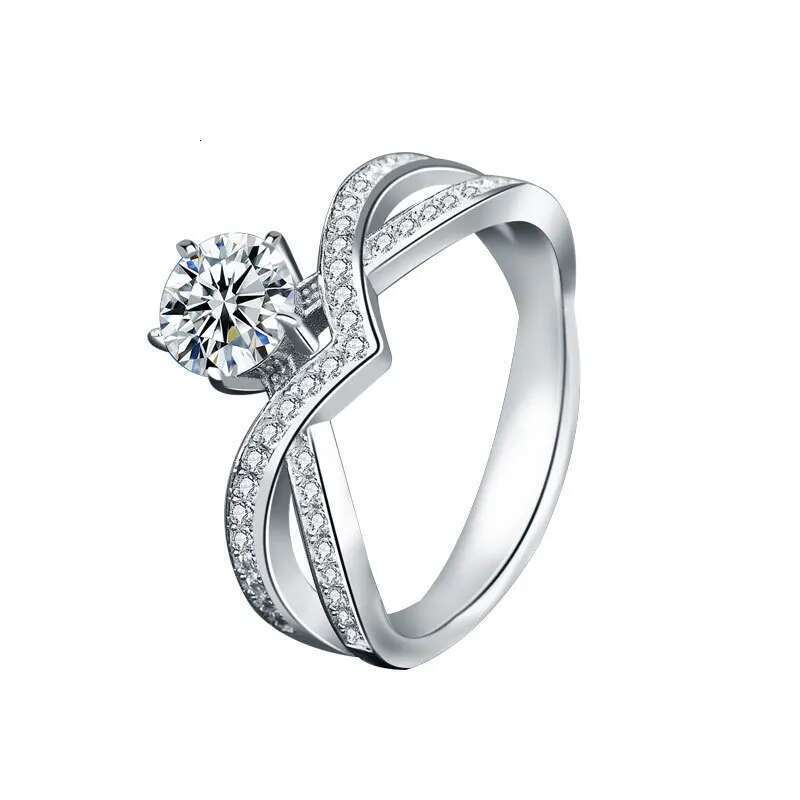 Sterg Sier Moissanite Dia Crown Ring Women's High Fashion Proposal Anniversary Birthday Gift for Mother