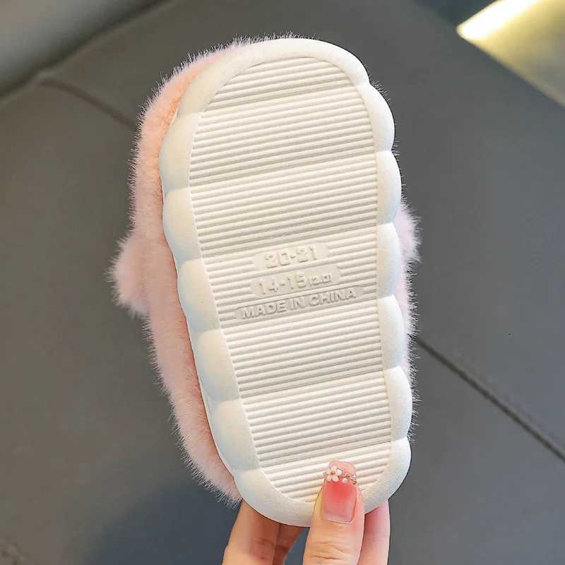 Winter Parent-CHIld Cotton Shoes Warm Plush Slippers CHIldrens Anti Slip Platform Women Indoor Warm Fluffy Home ShoesW251121