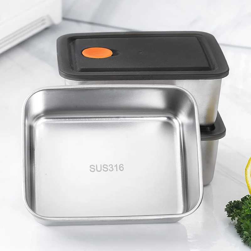 High Quality Stainless Steel Camping Lunch Box Sealed Leak-proof Bento Box Refrigerator Microwave Freezer Storage BoxM251121