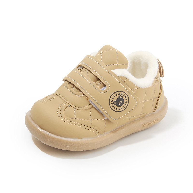 New designer shoes, anti slip walking shoes, short wool anti kick children's hook and loop fashionable cotton shoes