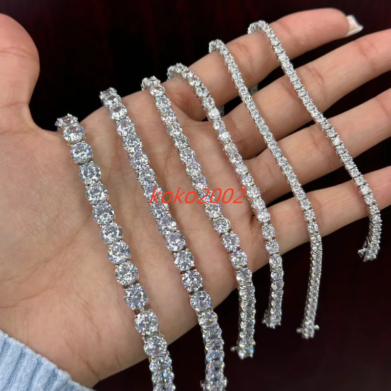 Good Quality VVS Moissanite Iced Out Simple Bracelet 925 Sterling Silver Hiphop Moissanite Tennis Bracelet