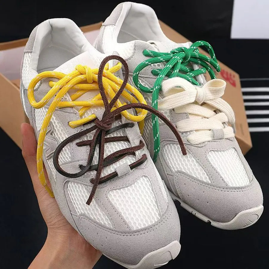 4 pcsset Vintage DE Training Shoelaces Round Flat Leather Fall Winter Combination DIY Sports Casual Shoes Decoration 251121