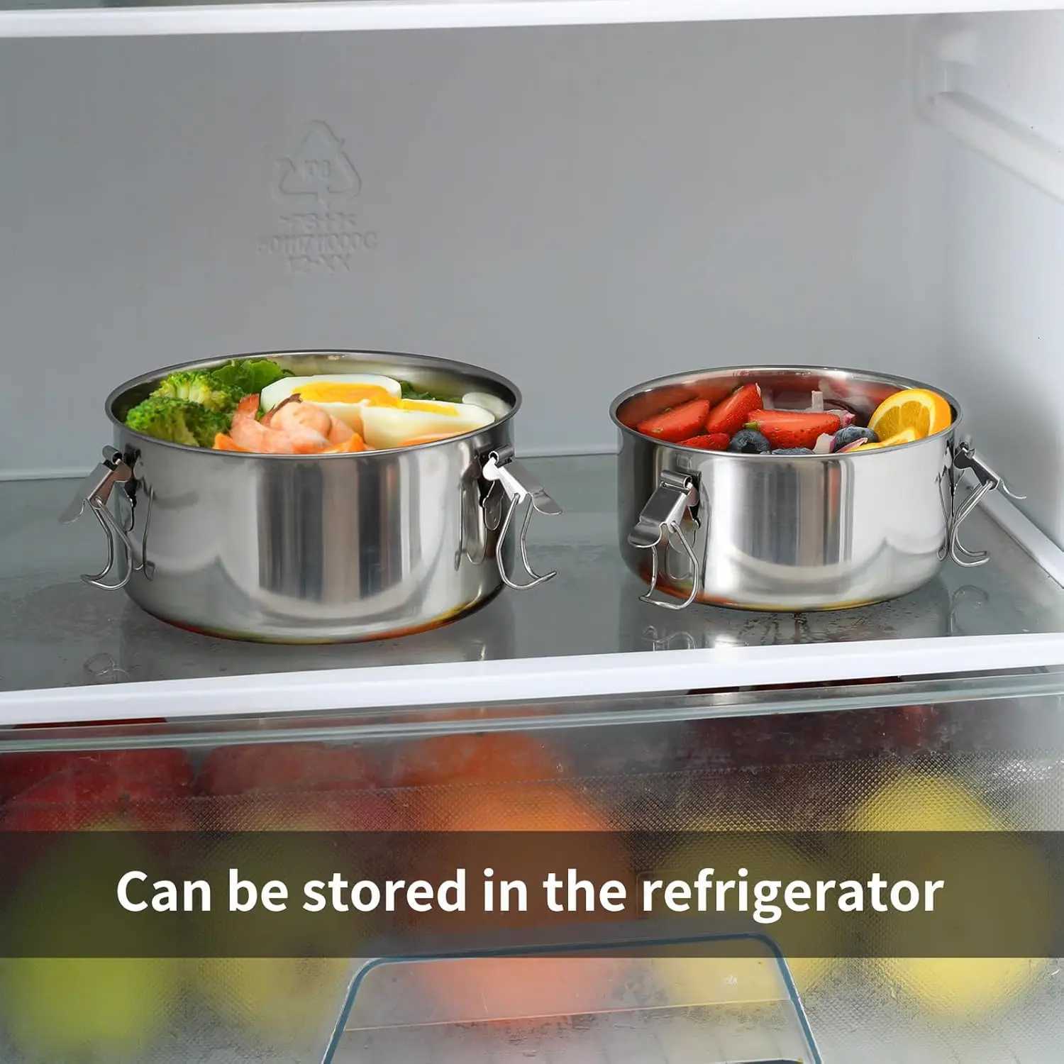 Stainless Steel Round Lunch Box with Lid Portable Leak-Proof Bento Boxes Food Storage Container Camping Picnic Bowl ContainersM251121