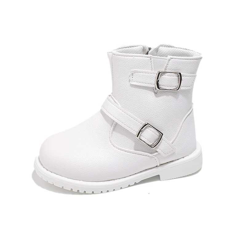Unishuni 3-8Y Girls Booties Children Mid-Calf Boots Cowboy Boots for Girls Kids Spring Autumn Casual Boots with Inside Zip WhiteW251121