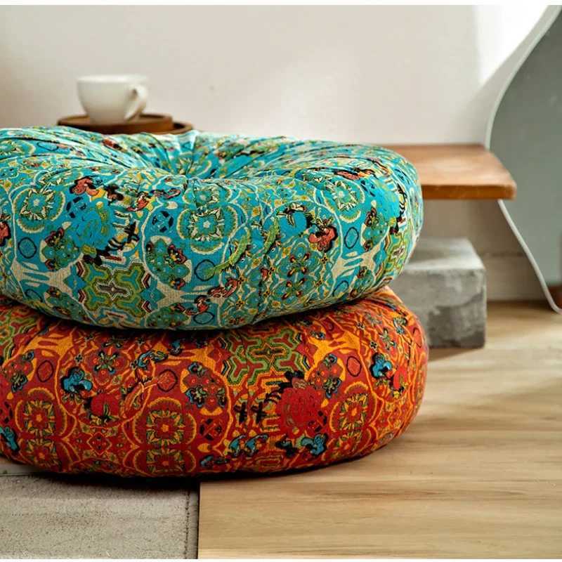Thick cotton and linen cushion non collapsing lazy on the ground cushion Moroccan style futon floating window soft tatami mat C251121