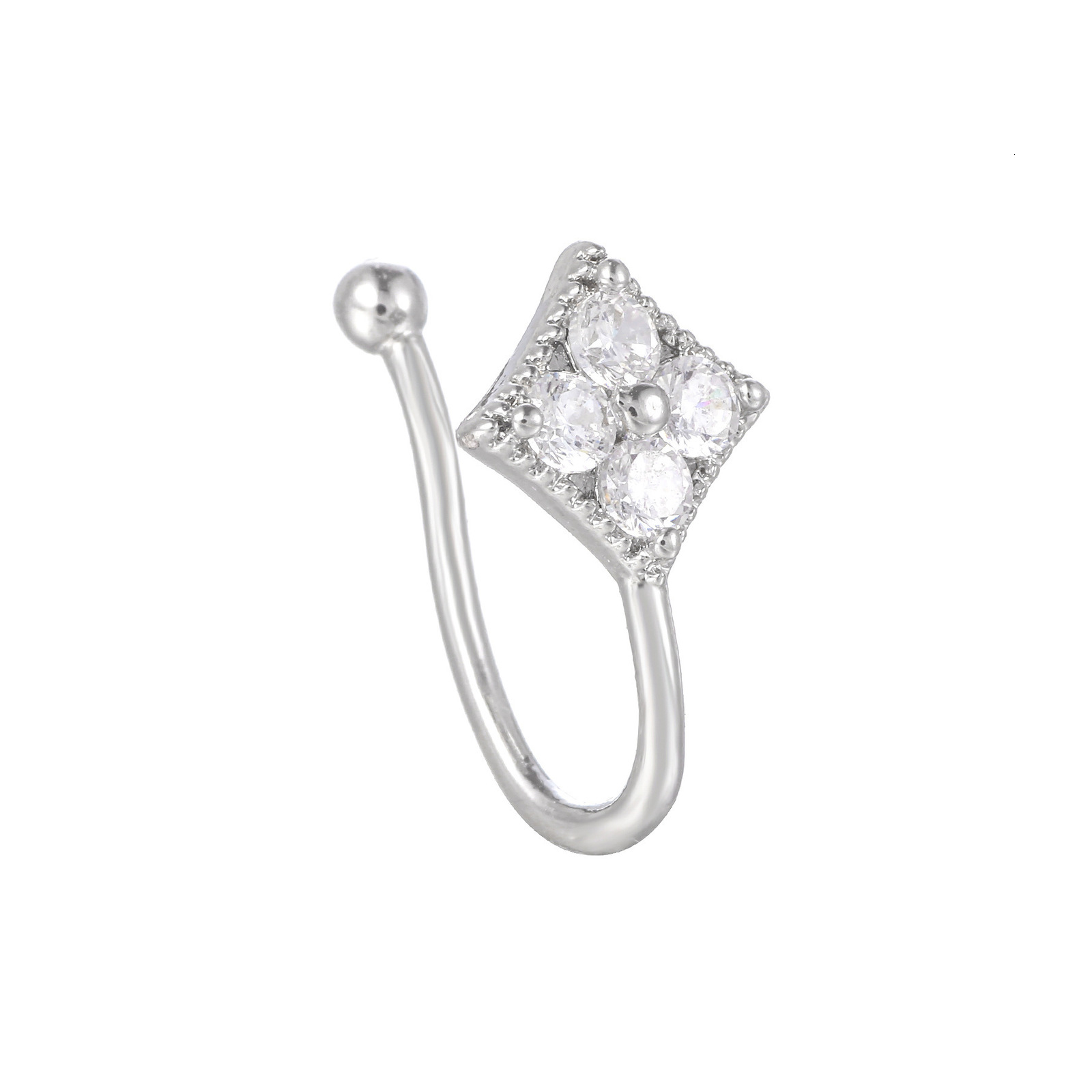 Personalized nose clip womens fashion flower micro inlaid zircon geometric fake nose ring U-shaped non piercing accessory 230906