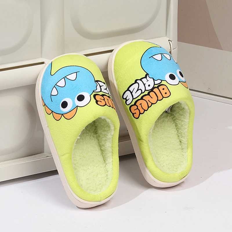 Childrens Cartoon Dinosaur Pattern Slippers Boys and Girls Cute Plush Shoes Warm Shoes Suitable for Autumn and Winter IndoorW251121