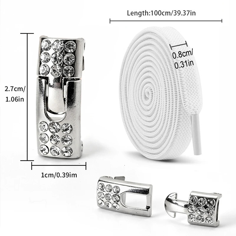 No Tie Shoe Laces Diamond Buckle Elastic Shoelaces Sneaker Kids Adult Shoelace Suitable For Sports Casual Shoes Boots 251121