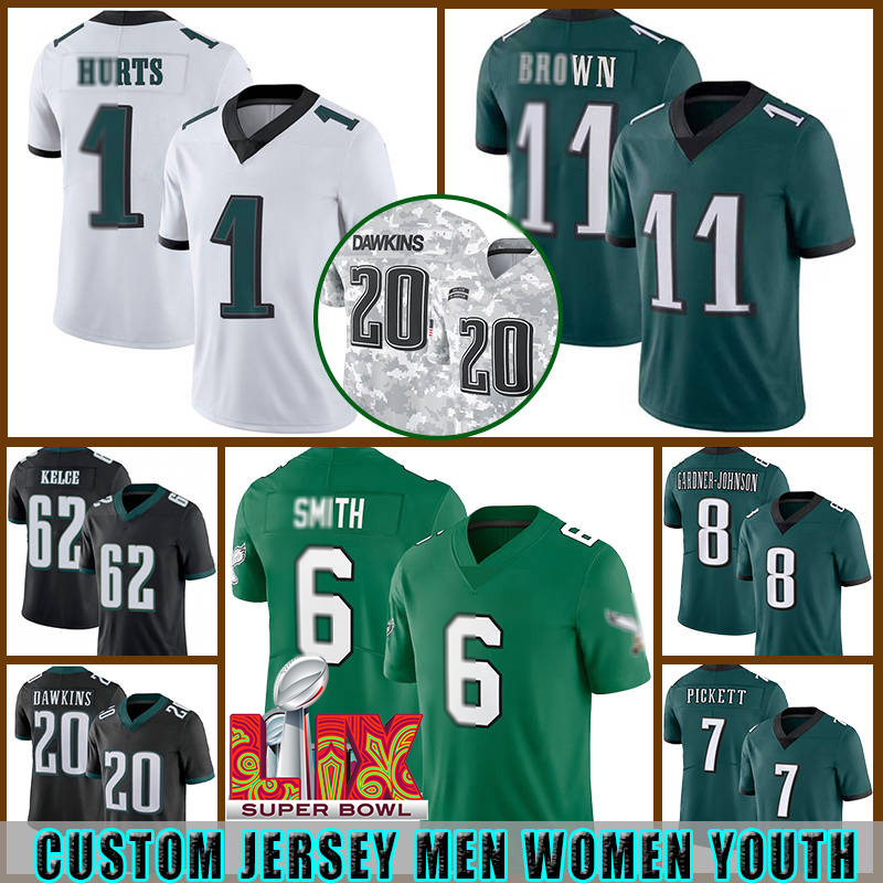 A.J. Brown Jalen Hurts Football DeVonta Smith Jerseys Saquon Barkley Brandon Jason Kelce Darius Slay Lane Johnson Kenny Pickett 90 Davis 68 Mailata Jalen Carter