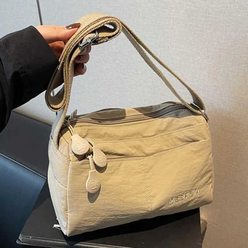 Casual Women Nylon Shoulder Bags Large Capacity Ladies Handbags Messenger Bag Zipper Solid ColorXJ250512