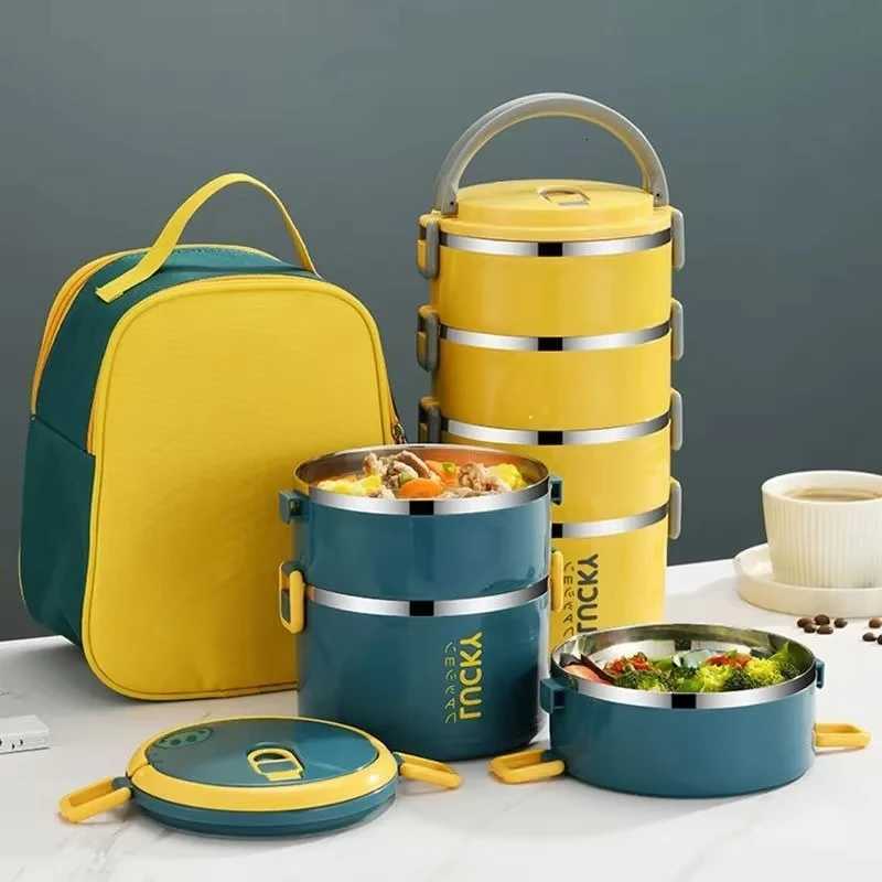 1/2/3/4 Layer Portable Lunch Box Thermo Insulation Bento Thermos Containers Bento Bag Food Warmer for Kids Food ContainersM251121