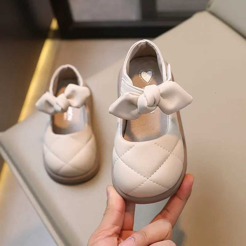 Children Leather Shoes for Girls Soft Spring Autumn New Baby Shallow Bow Solid Color Japanese Style Kids Versatile Casual ShoesW251121