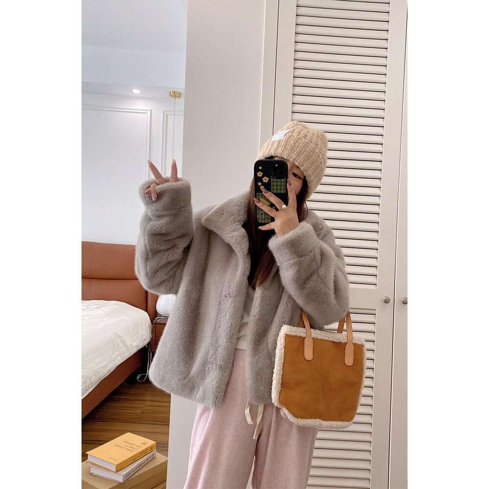 Short Luxurious Mink European Stand Collar Faux Coat EcoFriendly Fur Women's Autumn Winter New Arrival