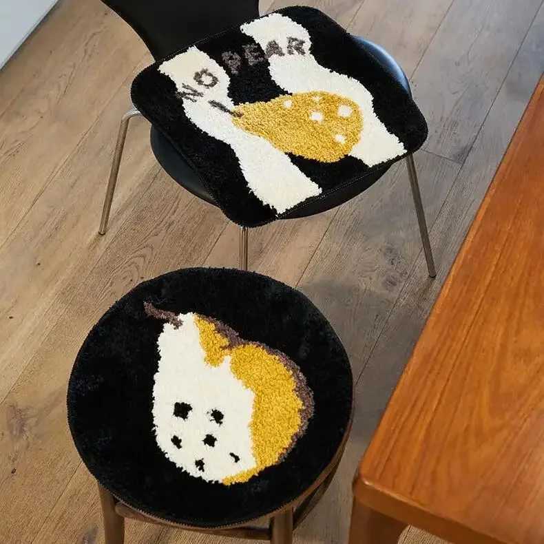 Geometric Patterns Tufted Chair Cushion Anti-slip Seat Cushion Soft Plush Embroidery Patter Sit Cushion Room Absorbent Rug C251121