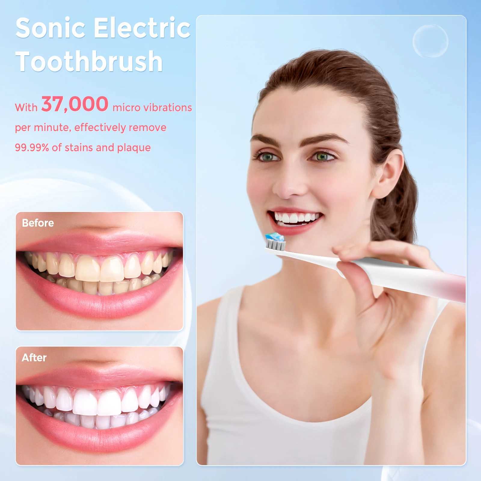 Sejoy 8001Electric Sonic Toothbrush Rechargeable with 8 Replacement Heads 5 Modes Electronic Tooth Brushes C251121