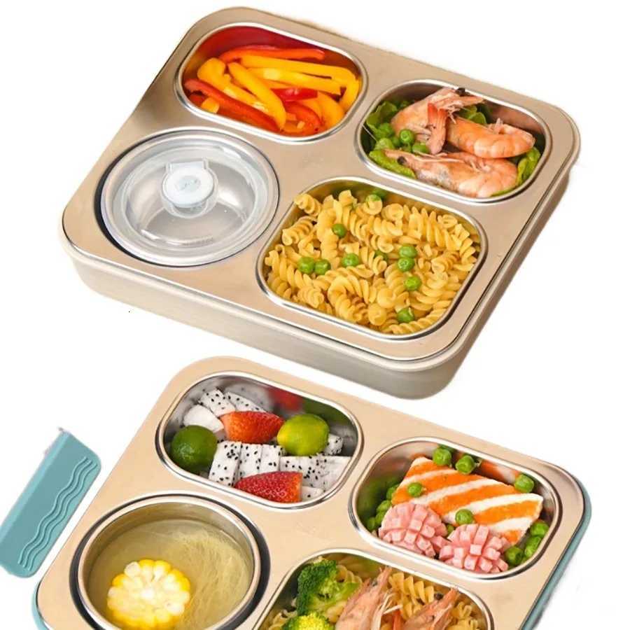 Stainless steel lunch box for adults leak proof 4 compartments 1200ML reusable food container microwave safeM251121