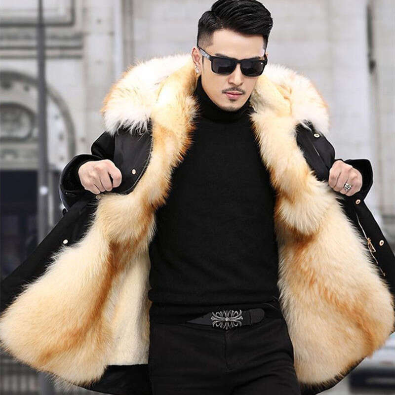 Parka Detachable Winter New Men's MidLength Inner Lining Faux Mink Fur Coat