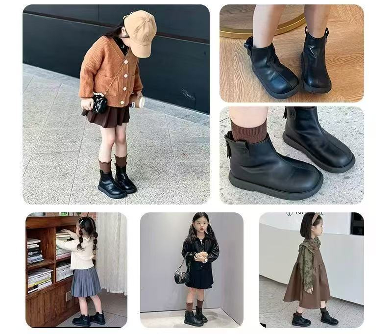 New designer shoes Girls Autumn Winter Martin Boots New Children s Leather Boots Single Boots Princess Boots Girls Fleece Lined Short Boots