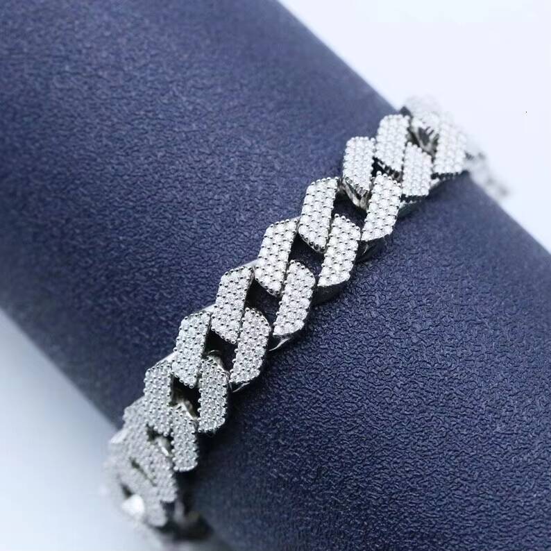 10mm 3 Row Miami Cuban Link Bracelet High Quality Hand Setting Fashion Iced Out Jewelry S925 Cuban Bracelet for Men
