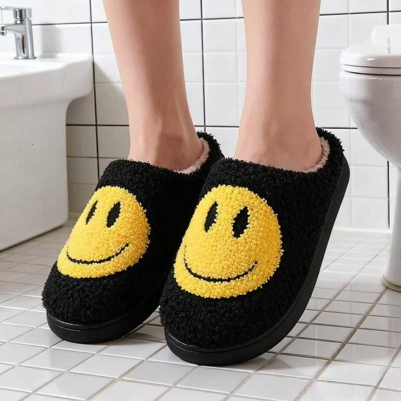 KidsSlippers Smiling Face Fluffy Winter Shoes For Children Anti-slip Thick Bottom Home Slipper Keep Warm Pink Blue Size 36-41W251121