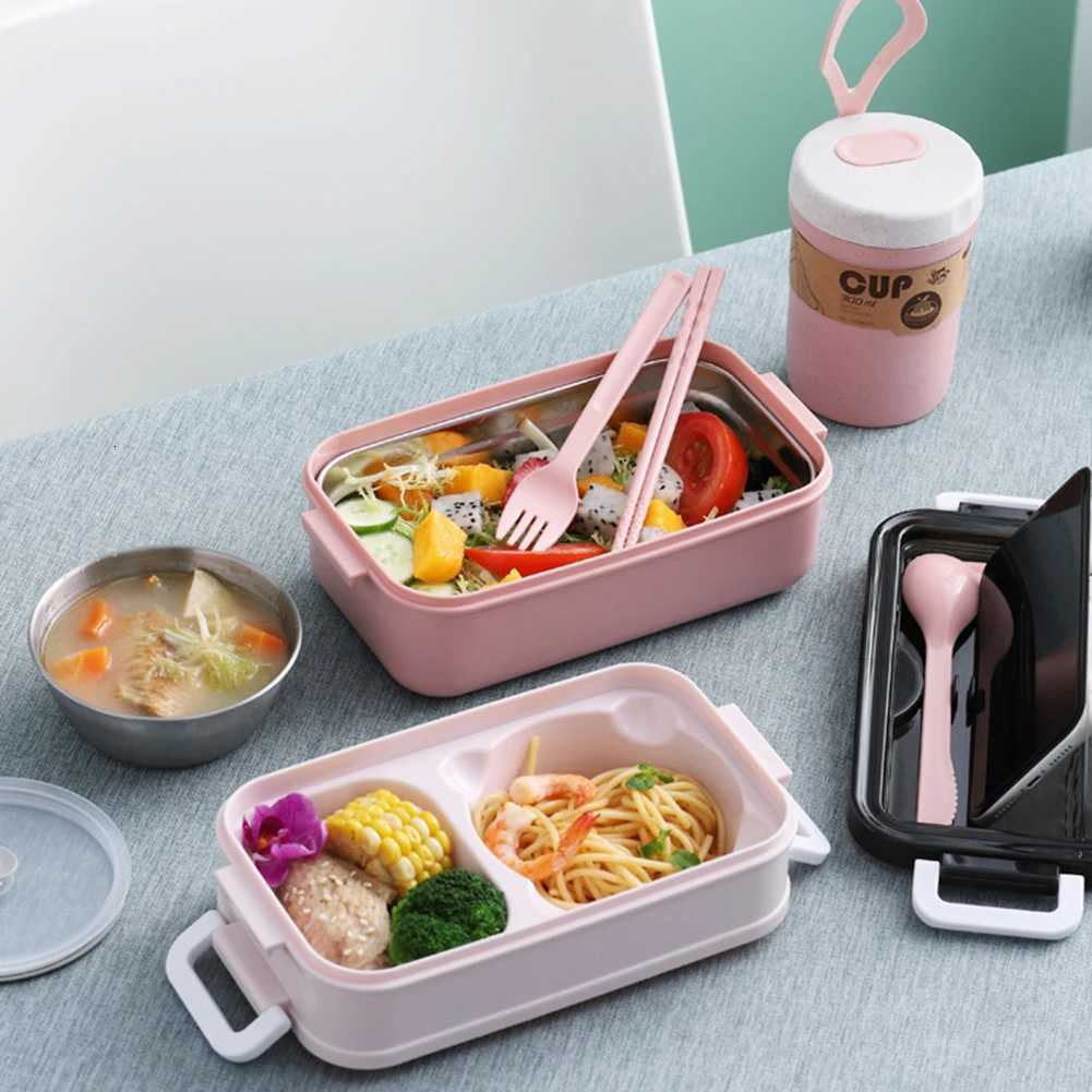 304 Stainless Steel Lunch Box Bento Lunch Box Thermo Food Storage Box Food-Safe Bento Lunch Boxes For School Kids Office WorkerM251121