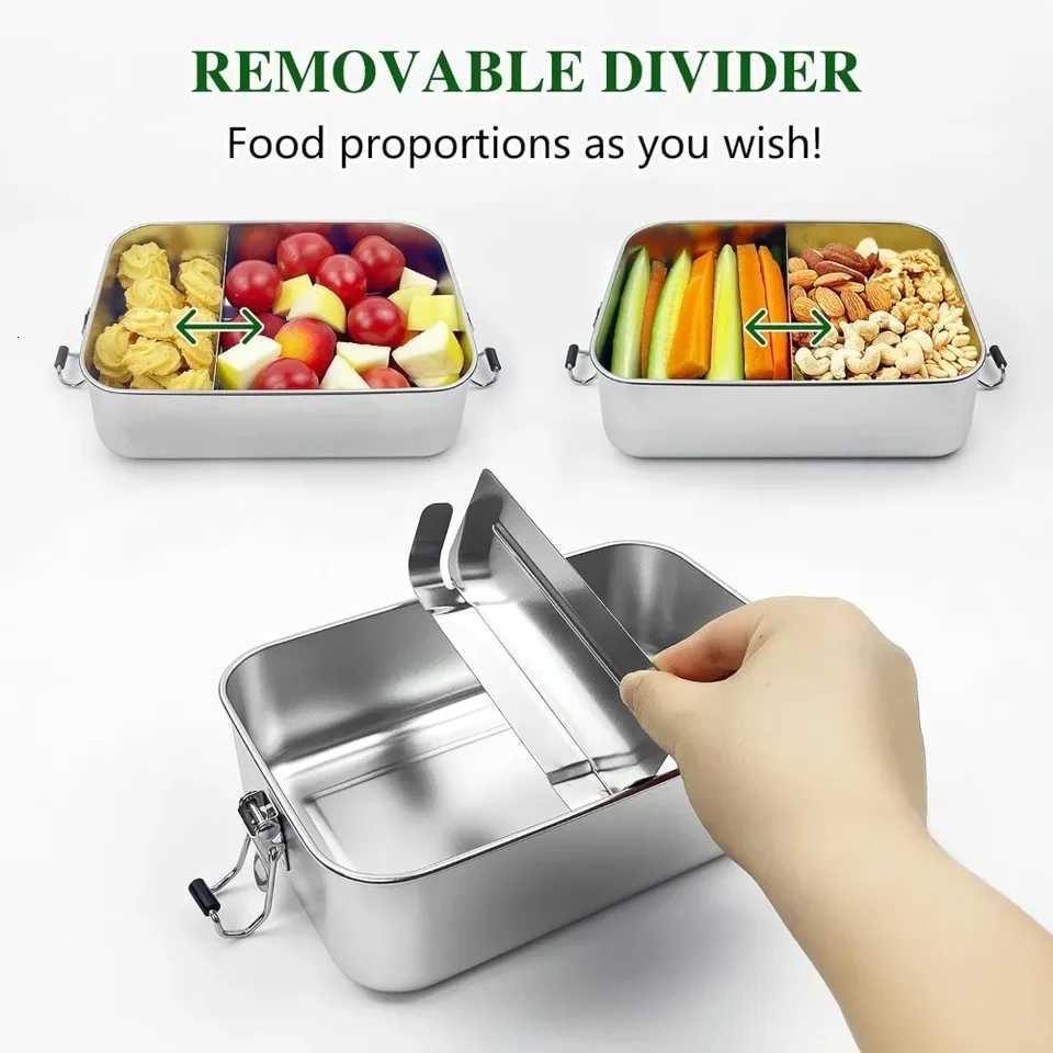 304 Stainless Steel Lunch Box for Picnic Camping Work School Leak-proof Bento Box Fitness Meal Prep Food Container BPA-freeM251121