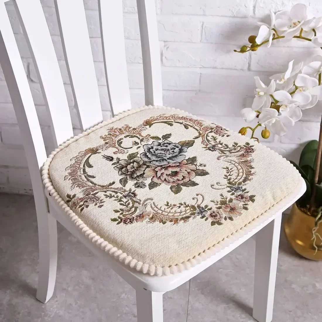 European Jacquard Dining Chair Cushion/chair Back Four Seasons Universal Non-slip Fabric Removable and Washable Set Home 43x42cm C251121