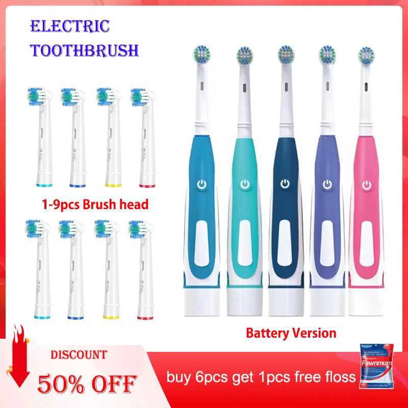 Electric Toothbrush Rounded 3D Heads Teeth Brush Soft Bristle Vibrate Rotation Gum Care Battery Power Teeth Whitening For Adults C251121