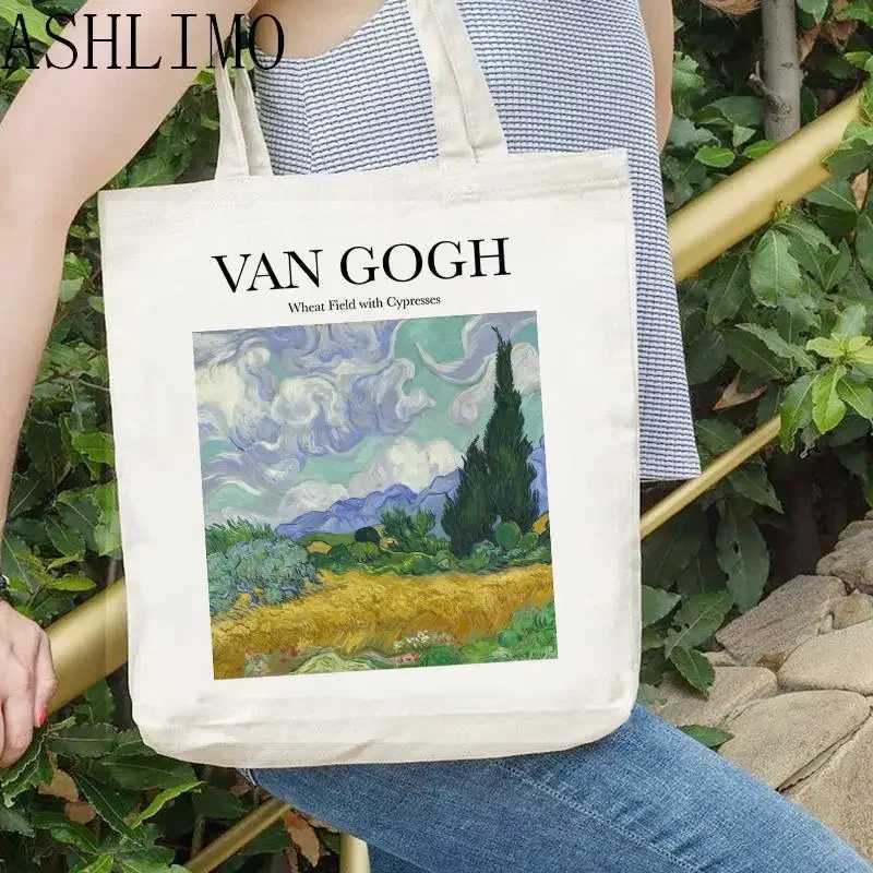 Van Gogh Painting Women Canvas Shoulder Bag High Capacity Tote Bag Aesthetics Cavas Shopping Bags Handbags Books Bag for GirlsT251121
