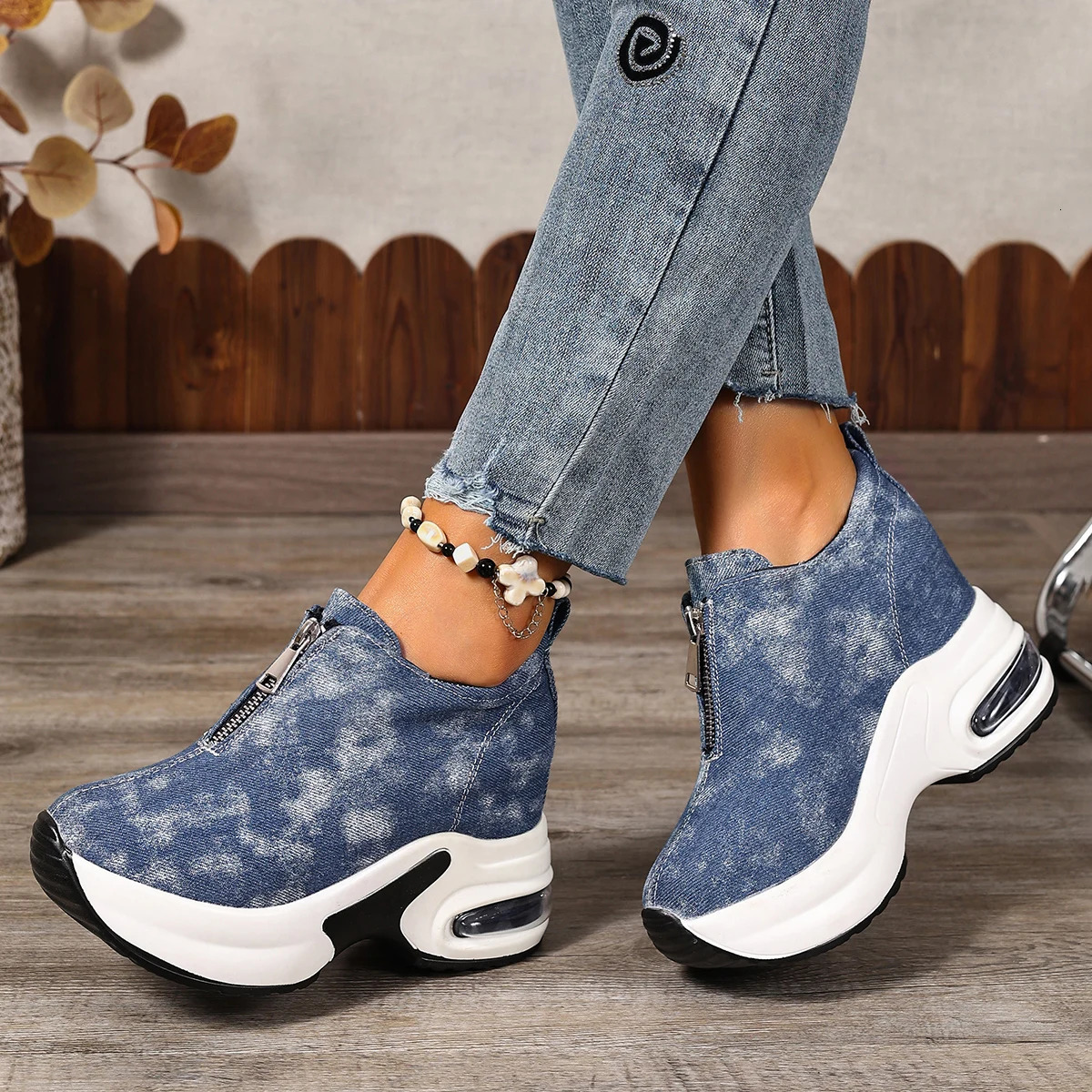 Women Sneakers Antislip Platform Wedge Slip on Casual Lady Vulcanized Shoes Zapatos De Mujer 251121