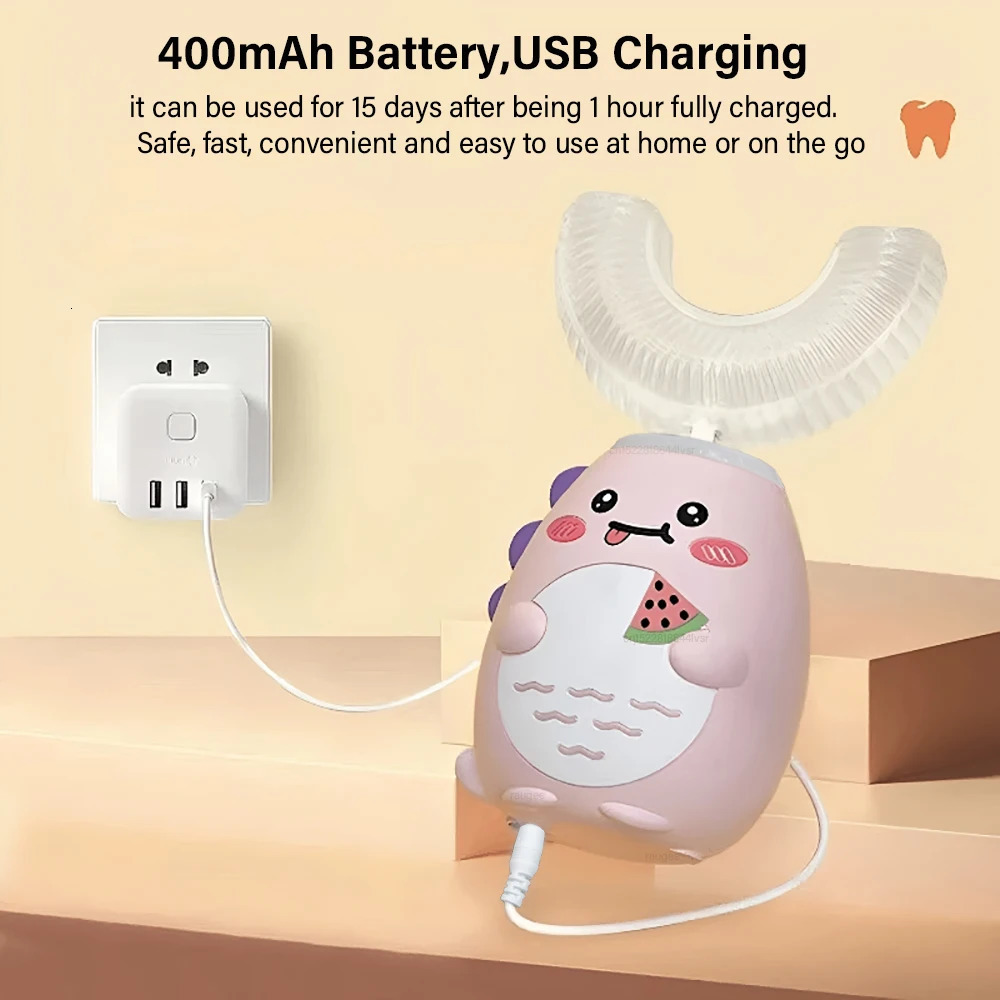 Electric Toothbrush for Children U Shaped Electric Child Toothbrush USB Rechargeable Cartoon Kids Childrens Electric Toothbrush 251113