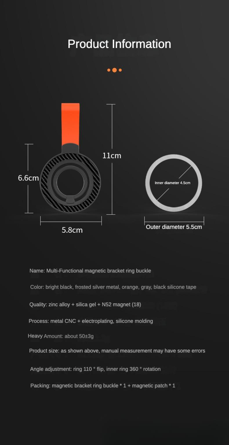 Magsafe magnetic mobile phone ring double-sided magnetic desktop bracket, metal material ultra-thin shape