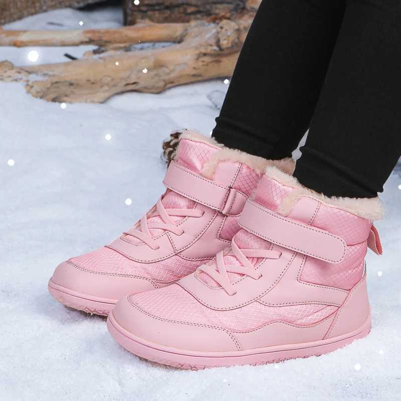 Child Barefoot Snow Boots Kids Wide Toe Boys Girls Winter High-top Warmth Waterproof Sneakers Non-Slip Outdoor Walking Snow ShoeW251121