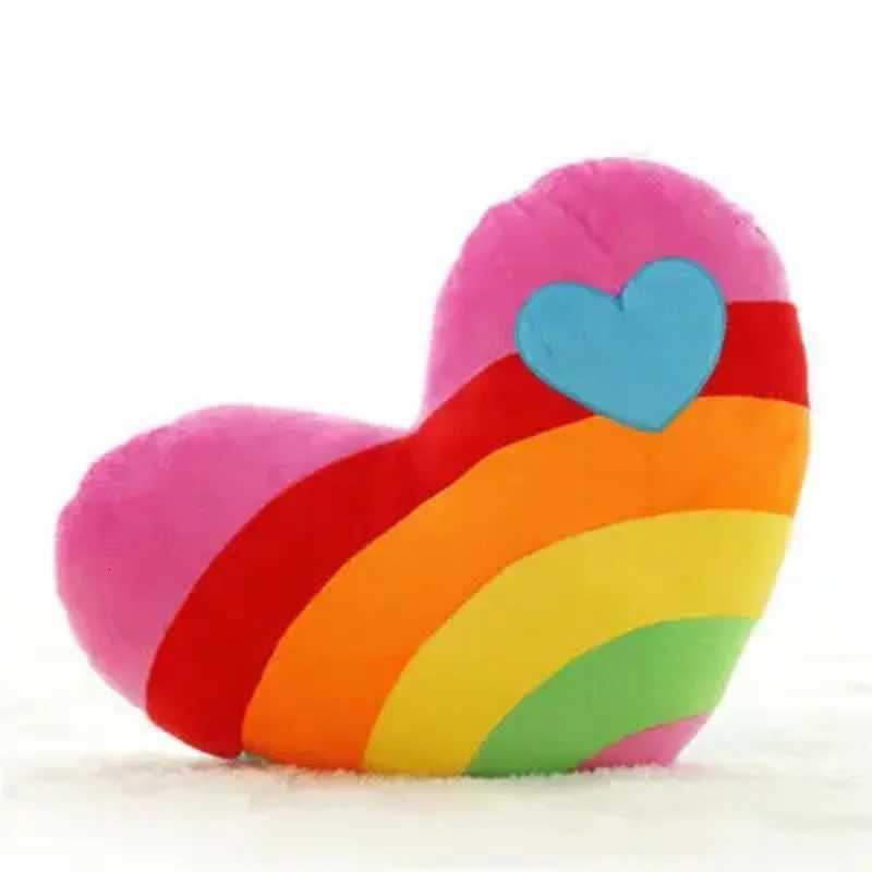 Creative Rainbow Heart-shaped Cushion-Fluffy Soft Plush Sofa Smooth Fabric Couple Loving Cloud for Home Decoration C251121